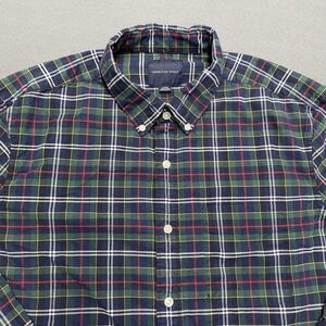 American‎ Eagle Shirt Mens Large Green Navy Plaid Button Down Long Sleeve Cotton